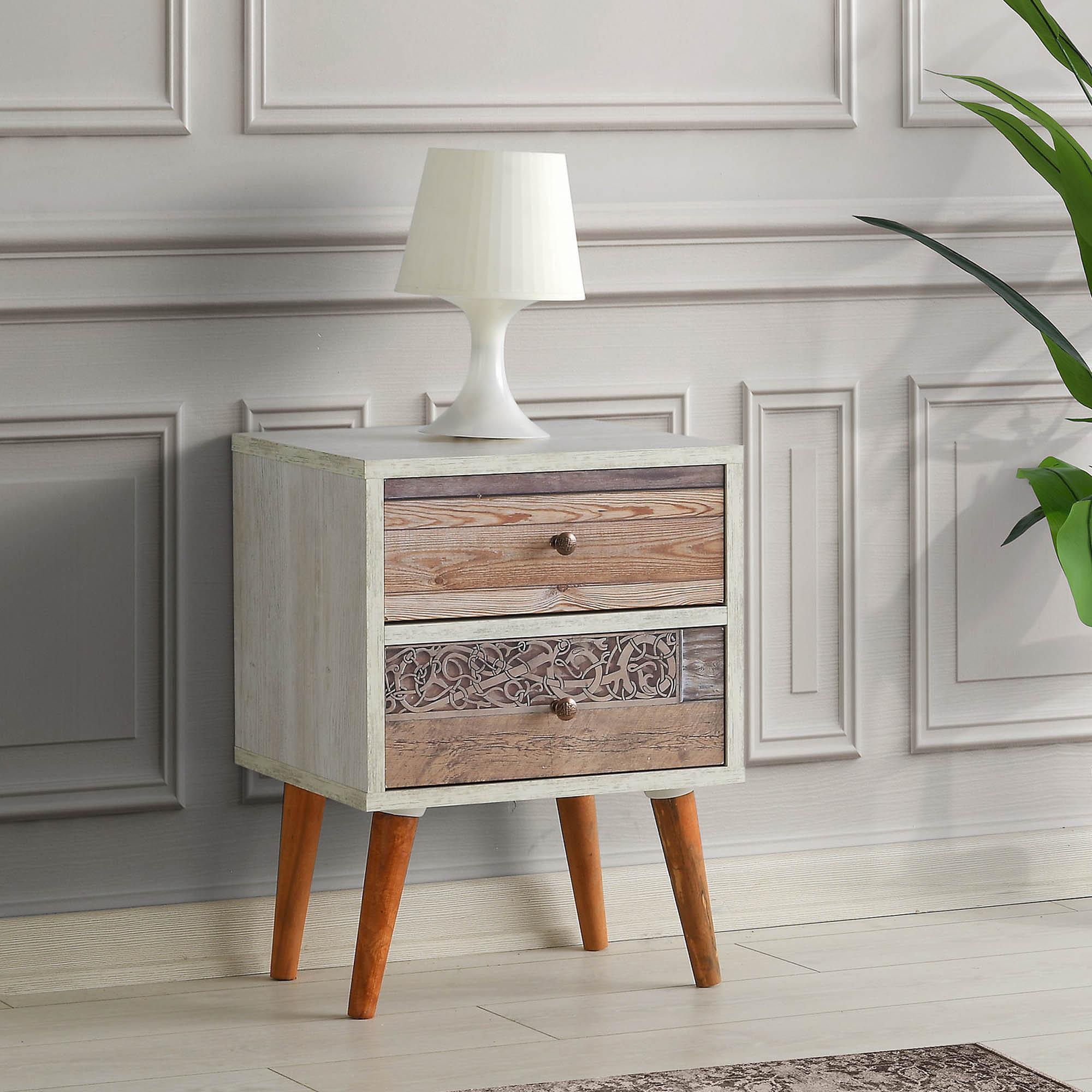 Malmo Nightstand Wood Veneer White 1