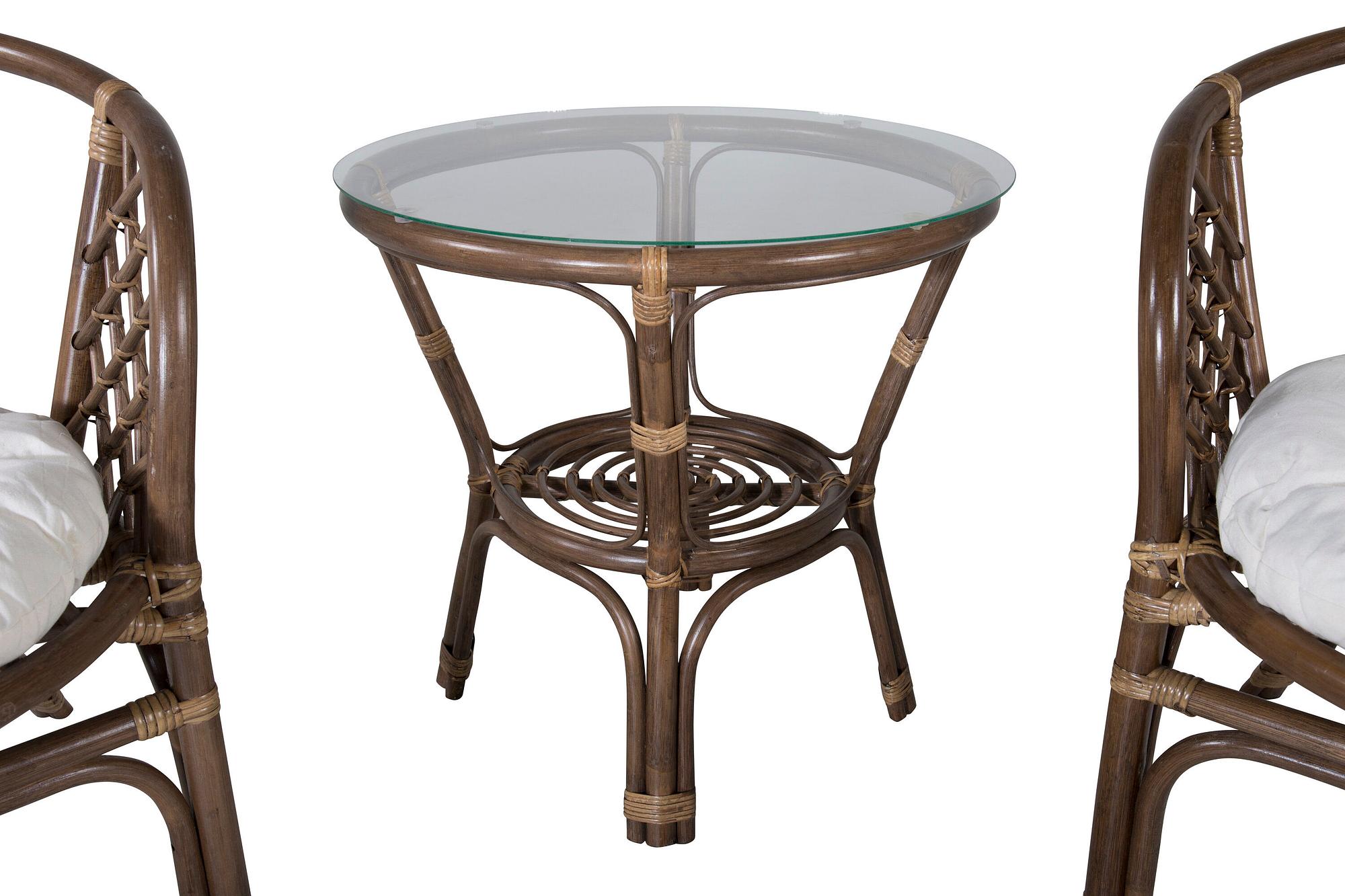 Wera Café Gartenmöbel-Set Rattan Offwhite Weiß 2