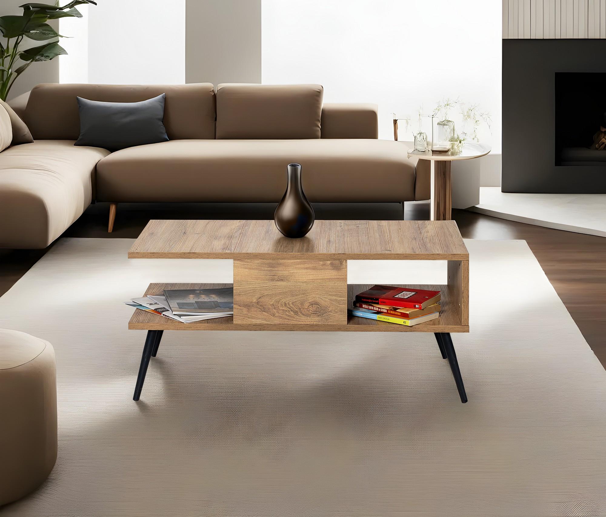 Bukle Couchtisch Holzfurnier Schwarz 1