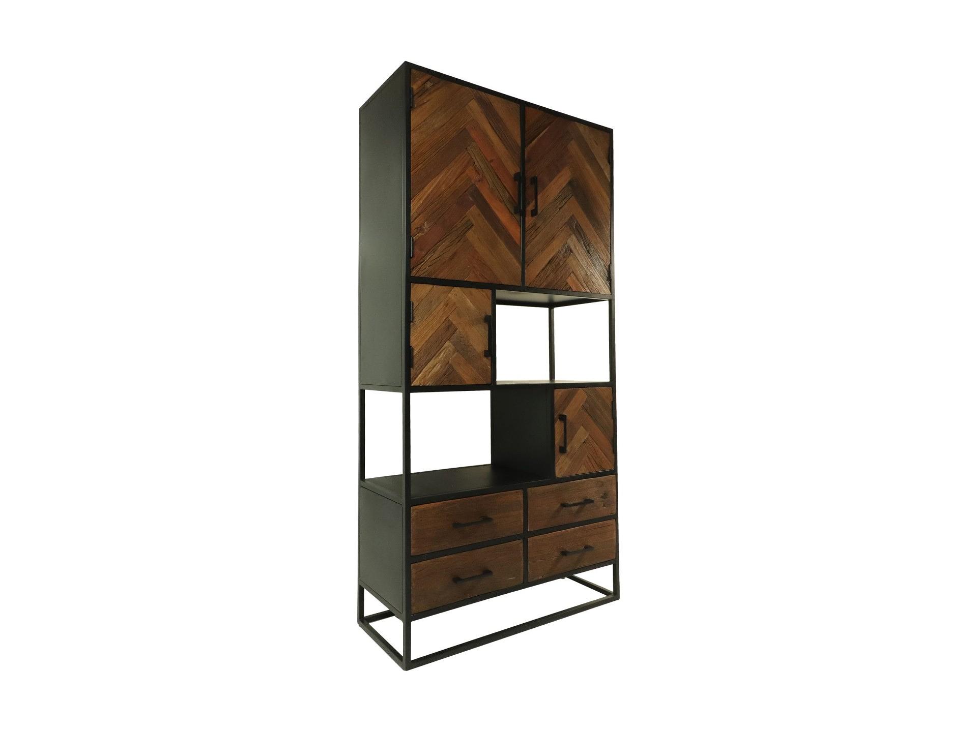 Verona Wandschrank Mangoholz Metall 1