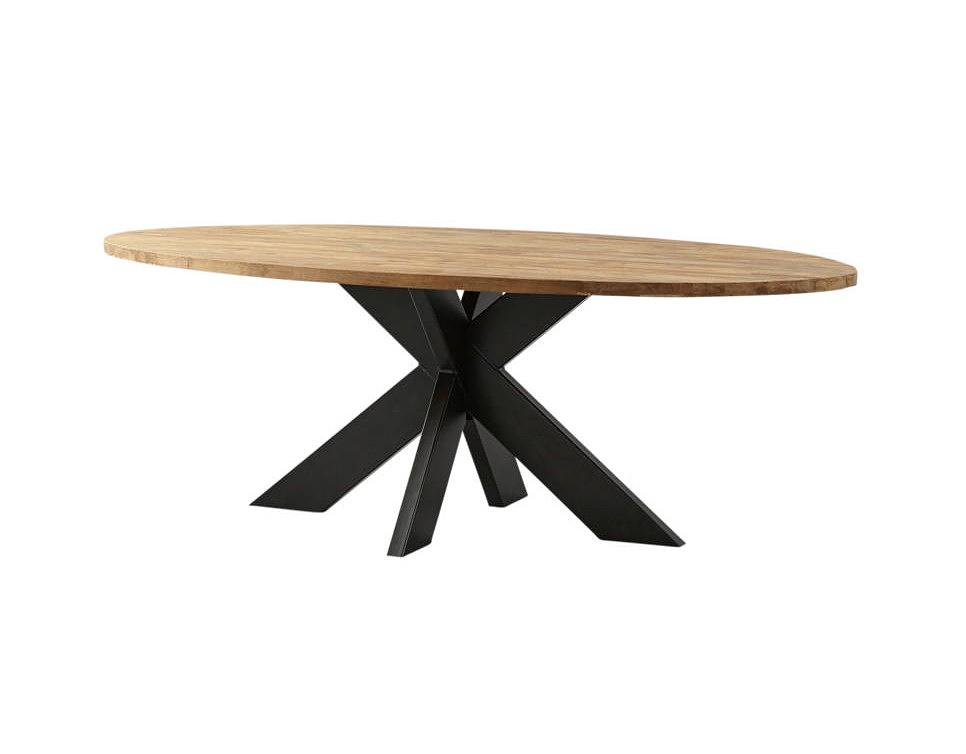 Ovale Tischplatte Teakholz 2
