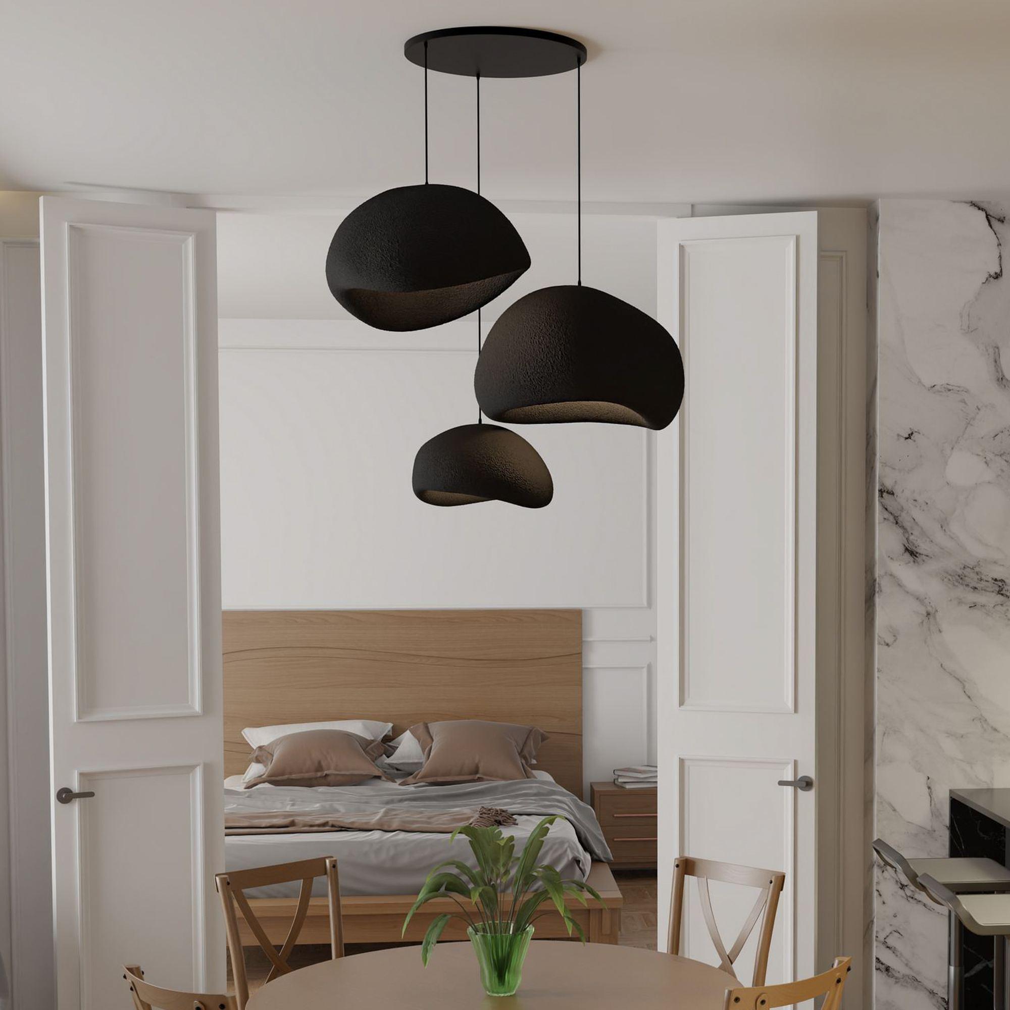 3-Flammig Wabi Sabi Mossgreys Pendelleuchte Schwarz 2
