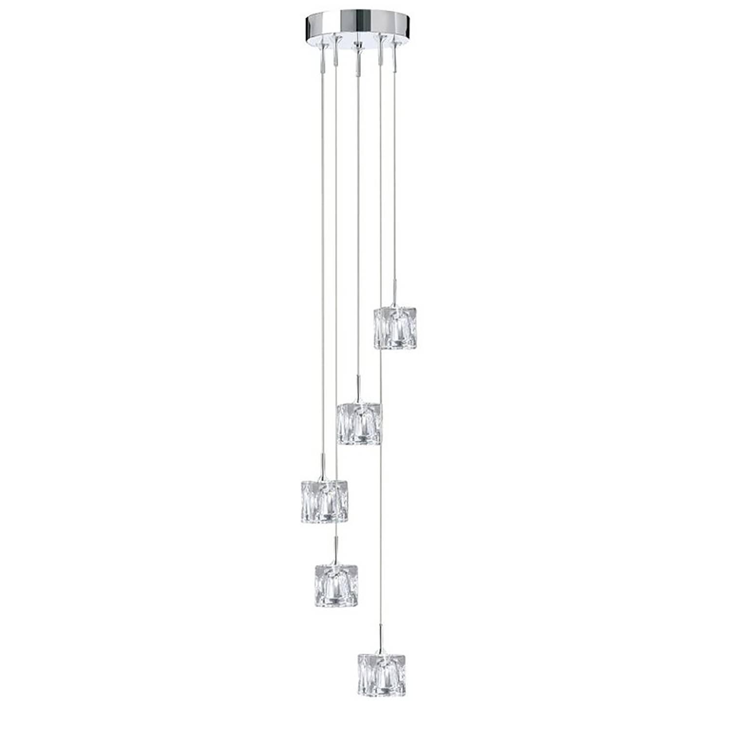 LED-Pendelleuchte Ice Cube Kristallglas Stahl 1