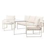 4x Catania Loungeset Stahl Glas Creme 2