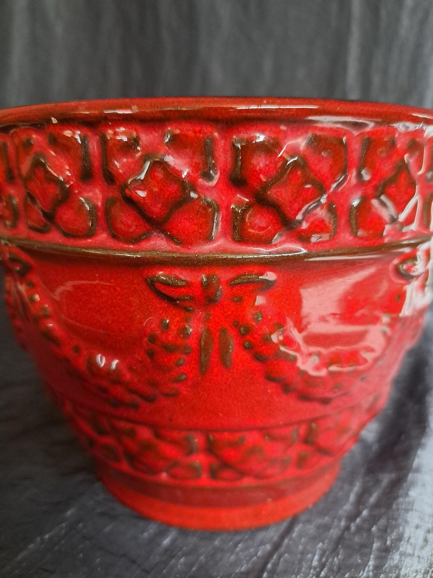 Vintage Keramik Blumentopf Rot 1