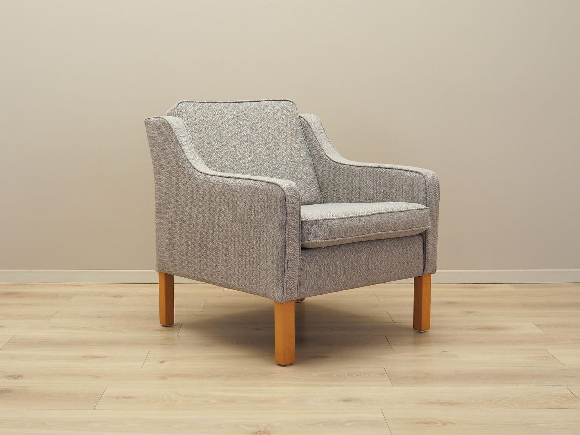 Vintage armchair beech wood textile grey 1970s 10