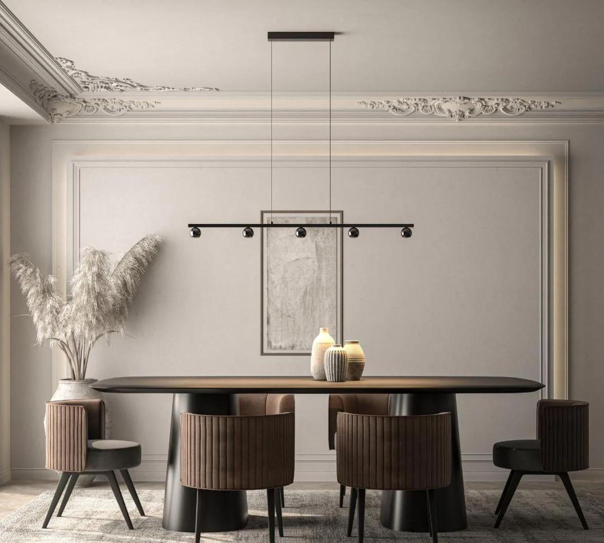 5-Flame Atropos Pendant Light Chrome Black 0