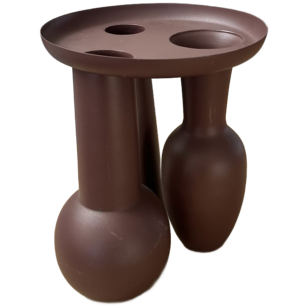 Vase mit Teller Polspotten Braun  0