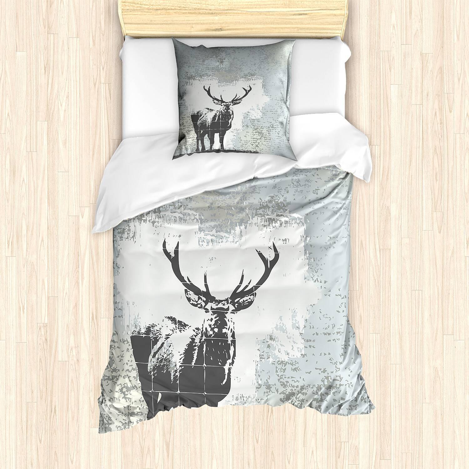 Geweih Bettwäsche-Set Microfaser 135x200cm Kissen 80x80cm 2
