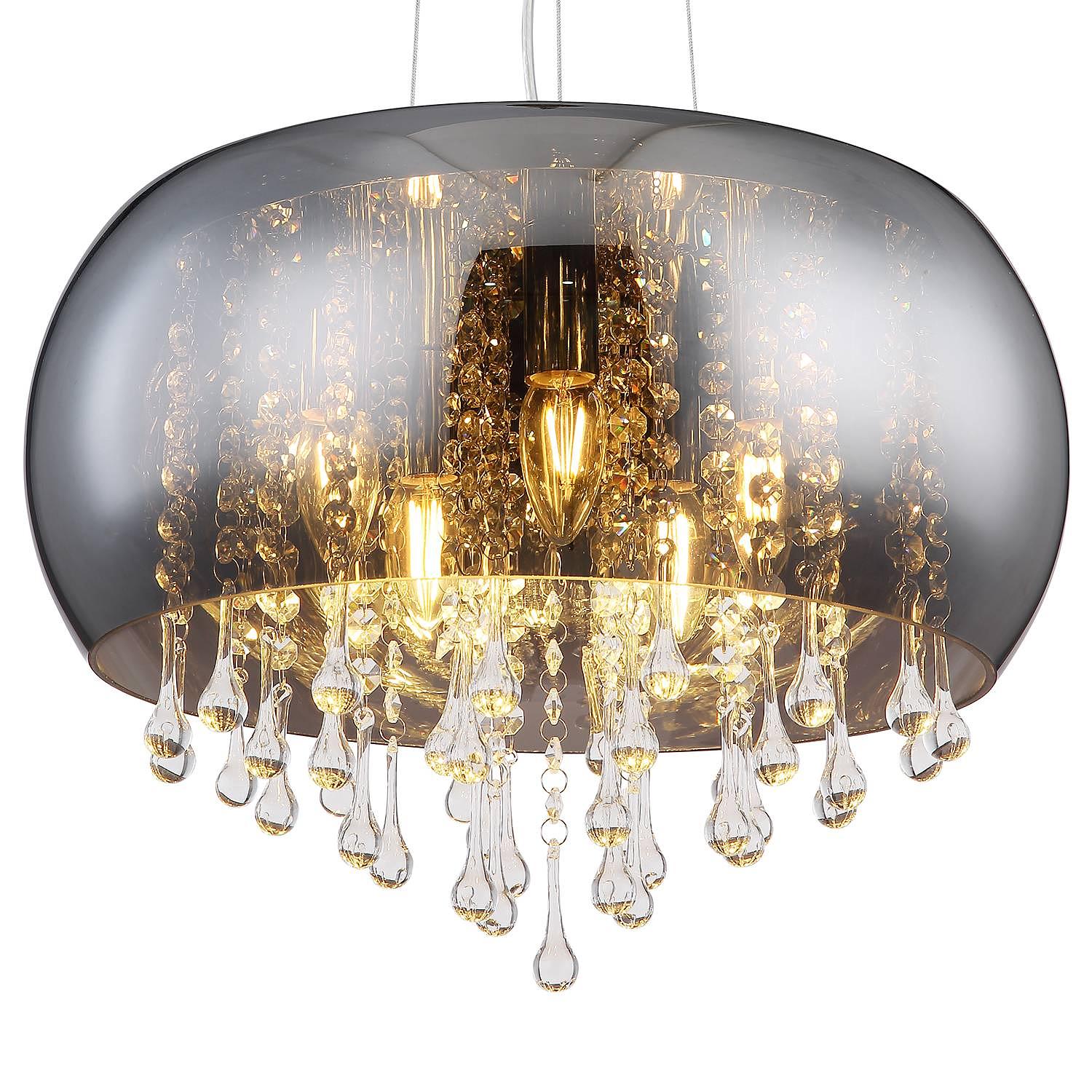 5-Flammig Pendelleuchte Kalla I Rauchglas Chrom 0
