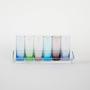 Glass set with tray multicolored 1970s 2