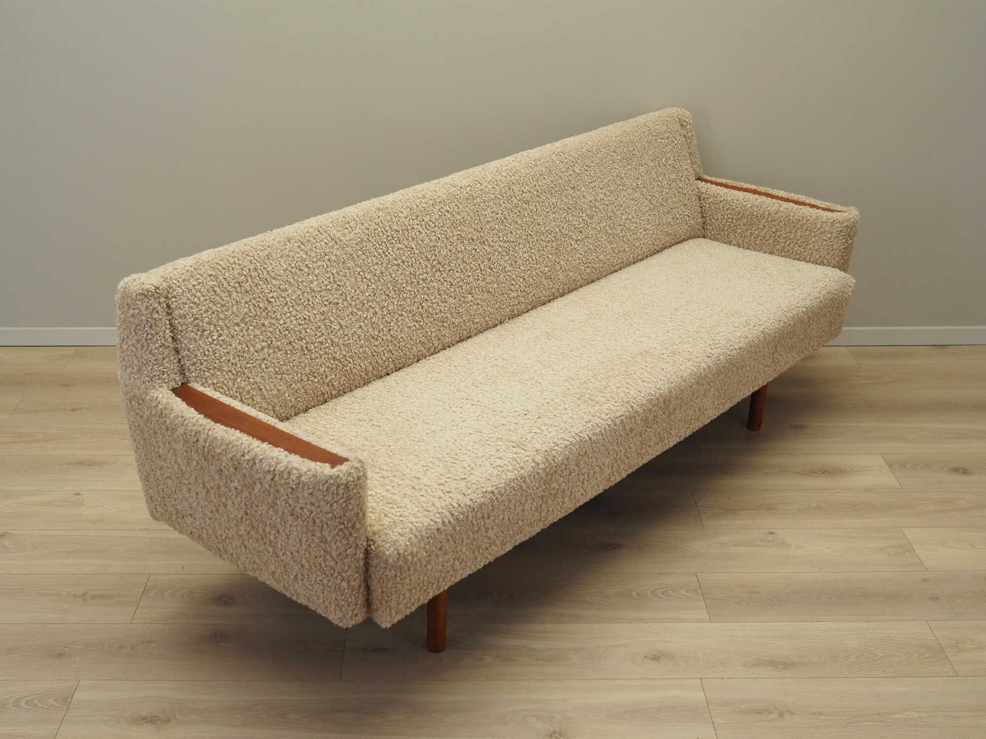 Vintage Sofa Textil Holz Beige 1970er Jahre 5