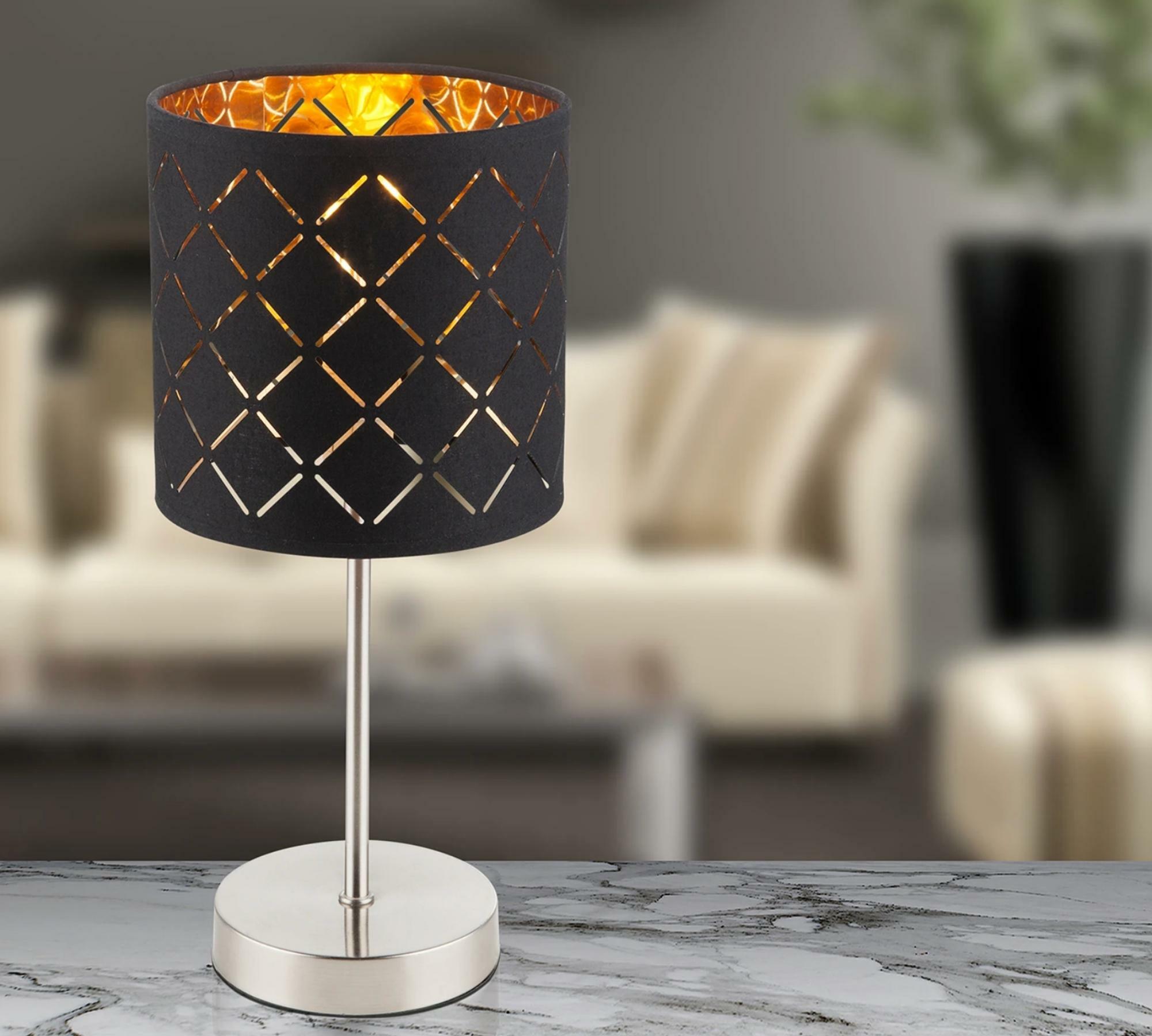 1-flammige Tischleuchte Webstoff Schwarz 1