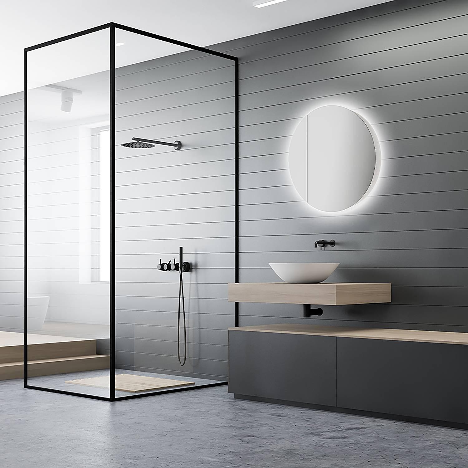 LED mirror cabinet Picasso Mirror glass Aluminum White 2