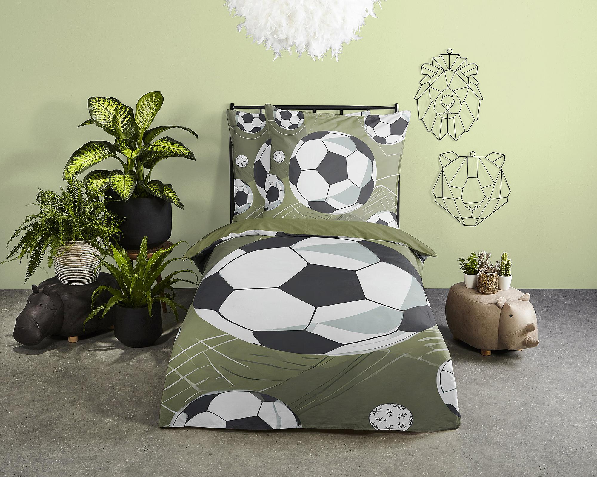 Kinderbettwäsche Microfaser Grün 135x200cm Kissen 80x80cm 2