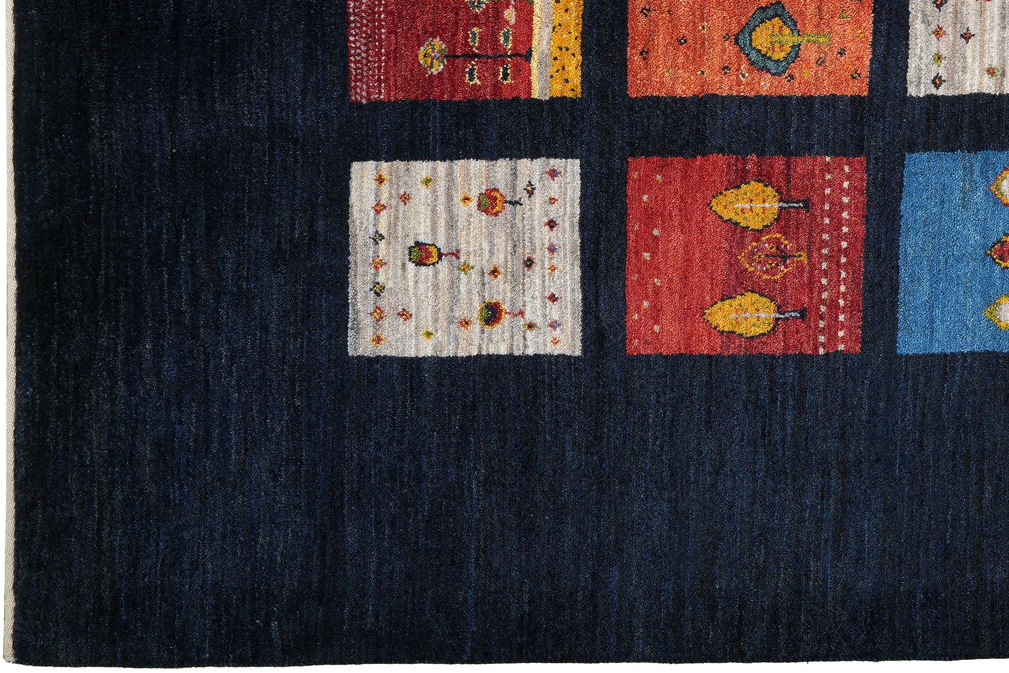 Tappeto Rizbaf Gabbeh lana blu 1