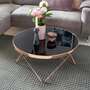 Runder Couchtisch Metall Glas Schwarz Kupfer 4
