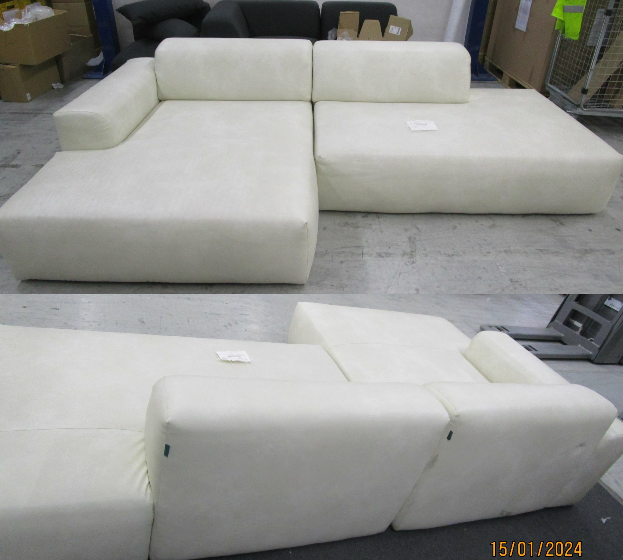 Pyllow Sofa Ecksofa Récamiere Links Kunstleder Cremeweiß 8