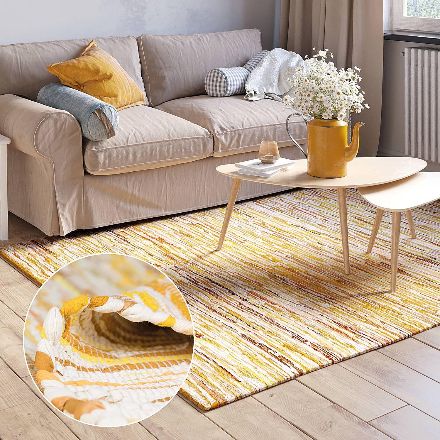 Kurzflorteppich Amira Baumwolle Gold 2