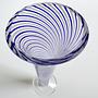 Vintage Pasabahce Blumenvase Glas Weiß Blau 3
