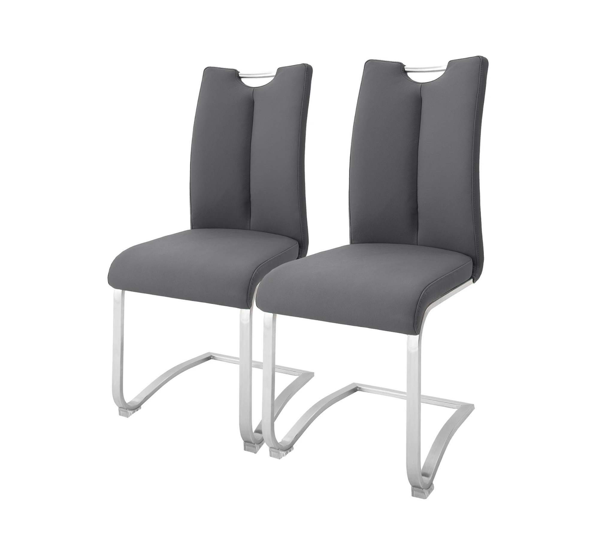 2x Freischwinger Metall Kunstleder Grau 0