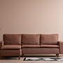 Long corner sofa, light brown 1
