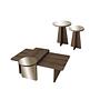 2x Luna Side Table + Coffee Table Walnut Look Brown 1