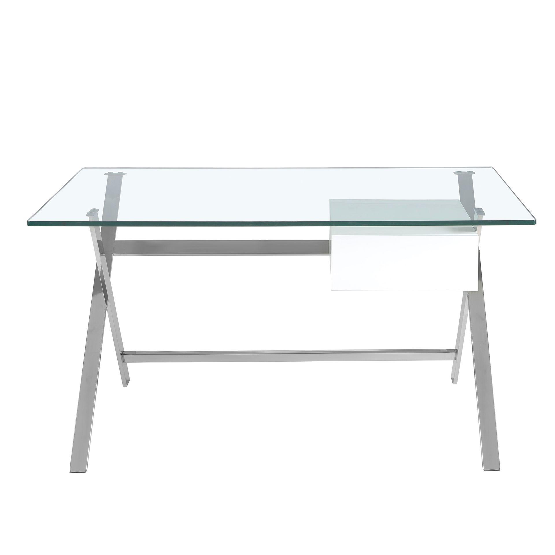 Schreibtisch Holz Glas Weiß 1