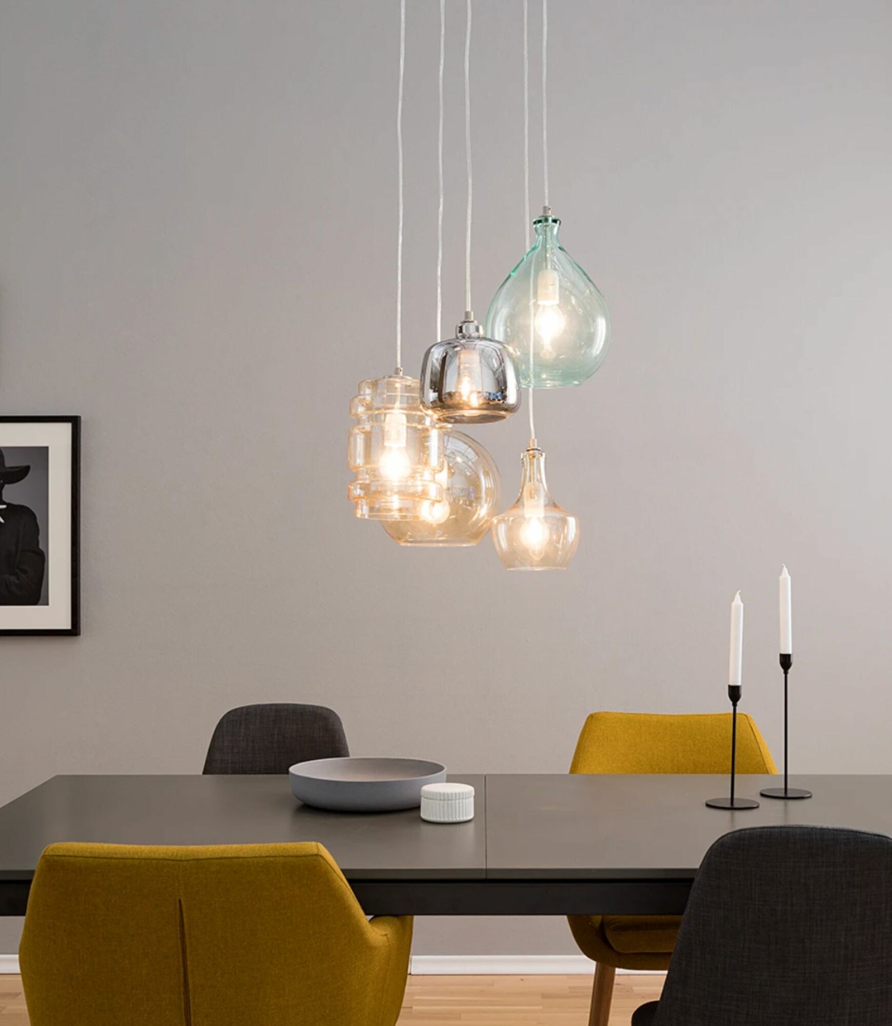 Pendant lamp Brooklyn II Metal / Glass 5-flame 7
