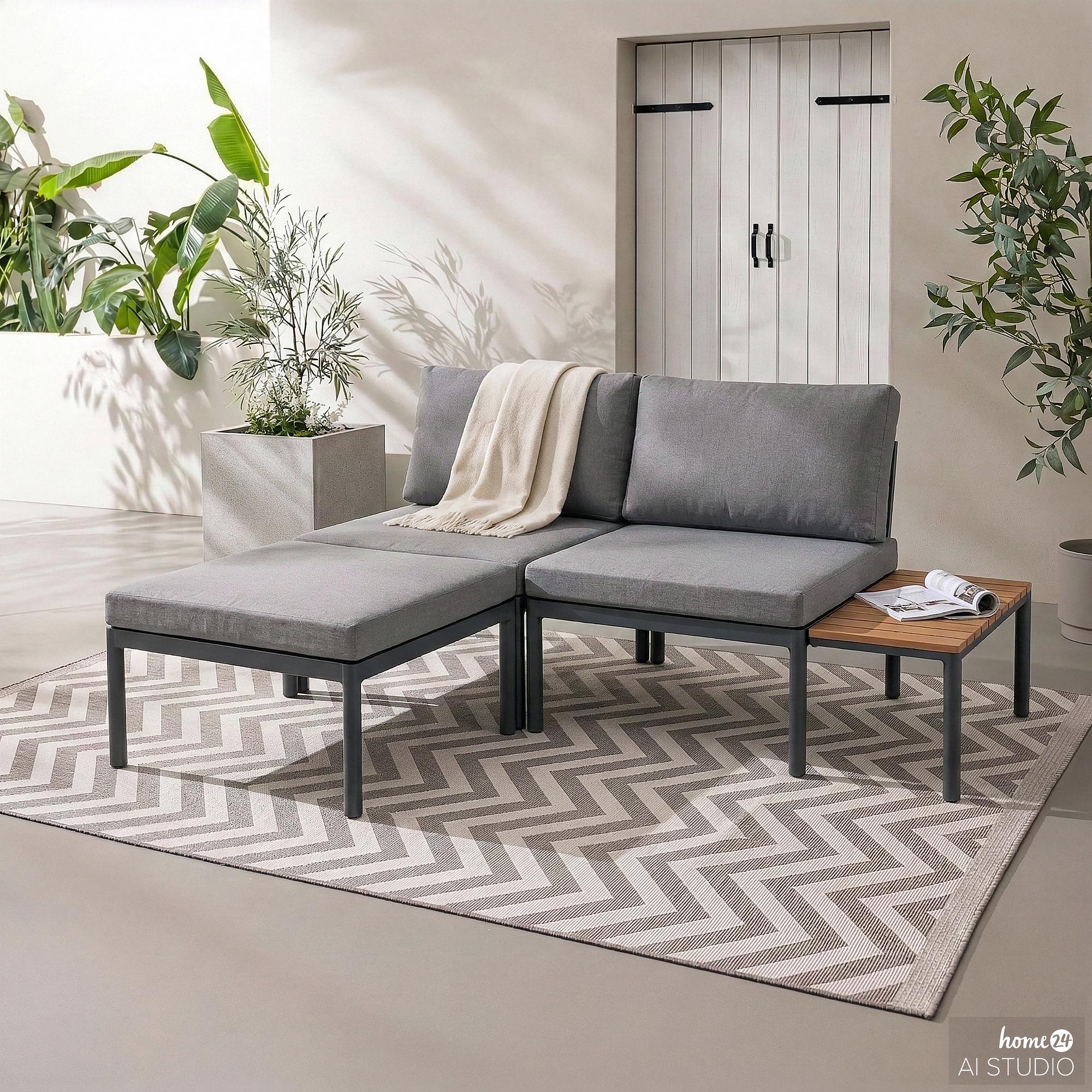 Lounge Set Cuva Set of 3 Aluminum Grey 2