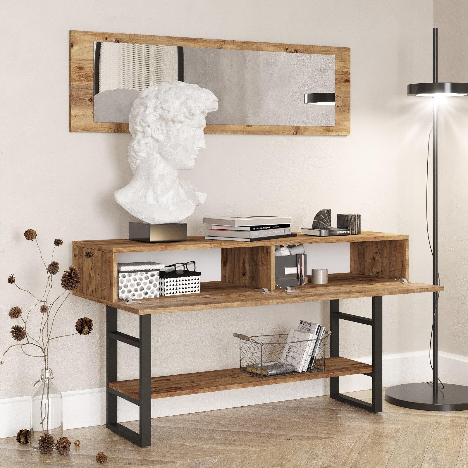Console table with shelf Brown 3