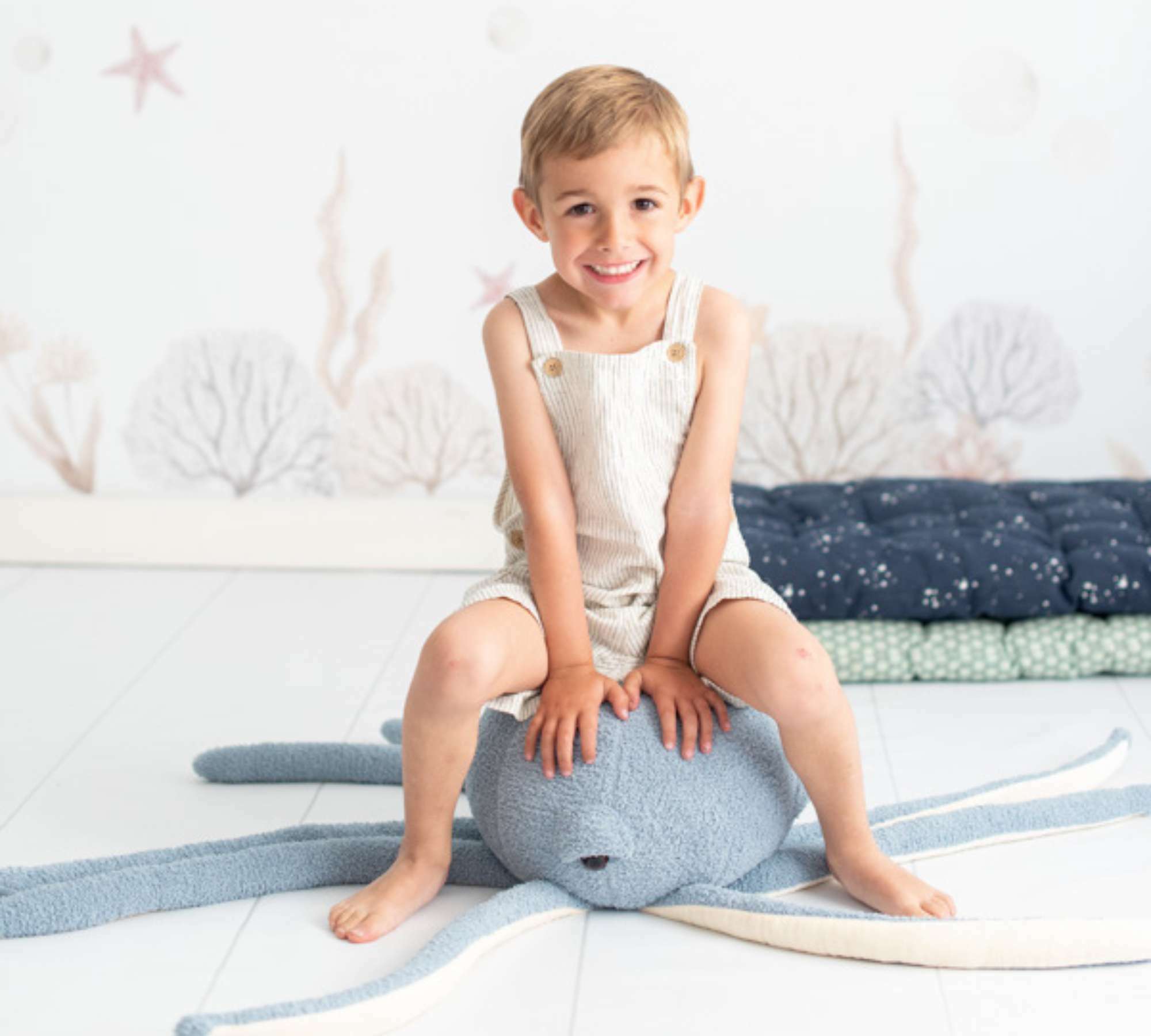 Oktopus Maxi Plüschtier Baumwolle Blau 9