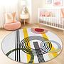 Abstract Circle Design Children's Rug Multicolor Ø150cm 1