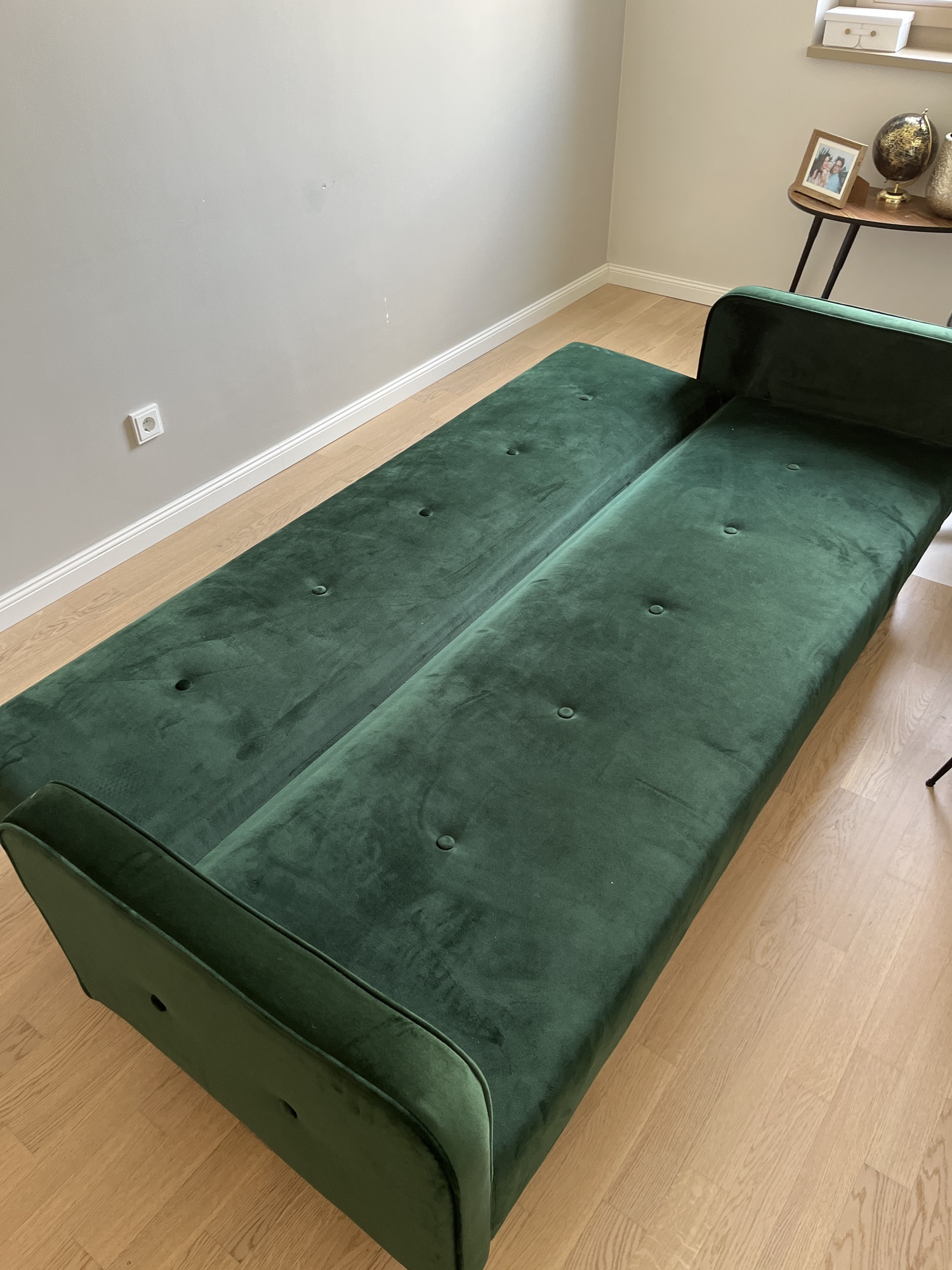 Schlafsofa 3-Sitzer Samt Metall Grün 6