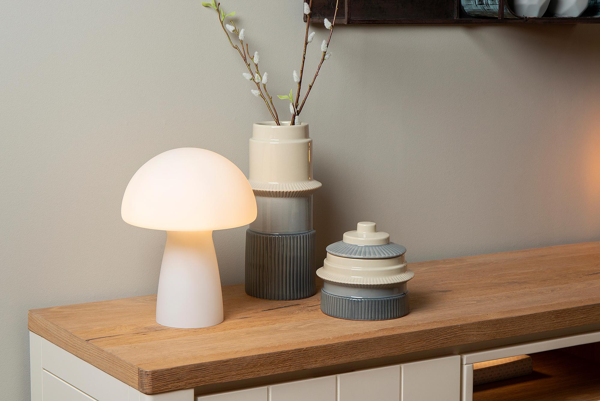 Fungo Tischleuchte Opalglas Weiß 2