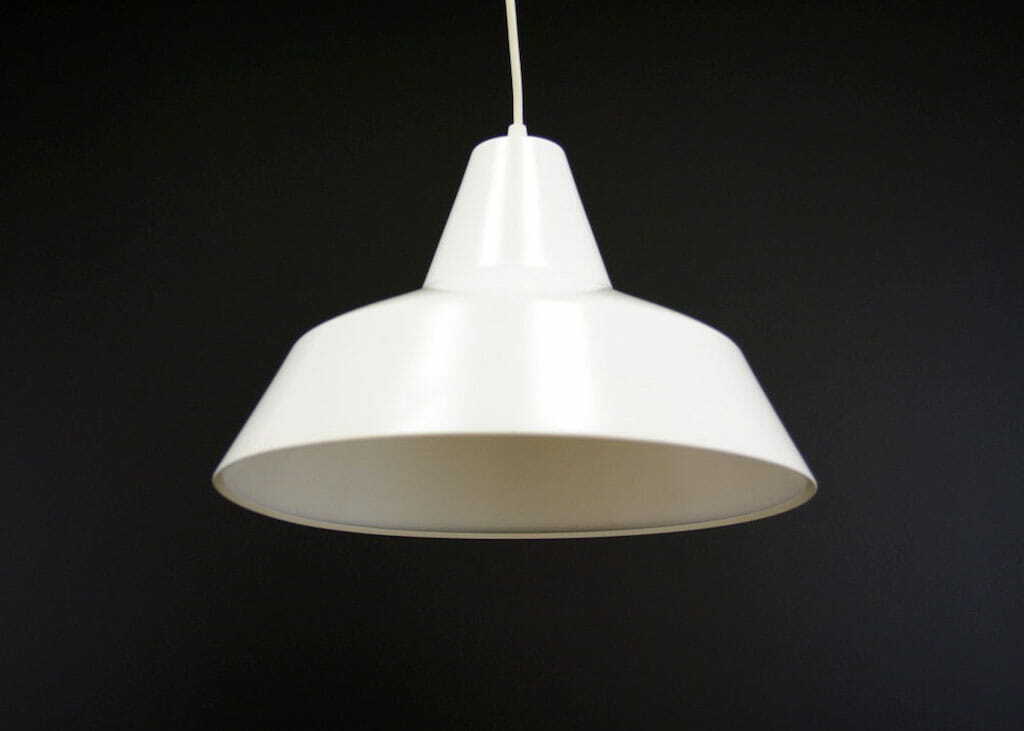 Vintage pendant lamp metal white 1970s 3