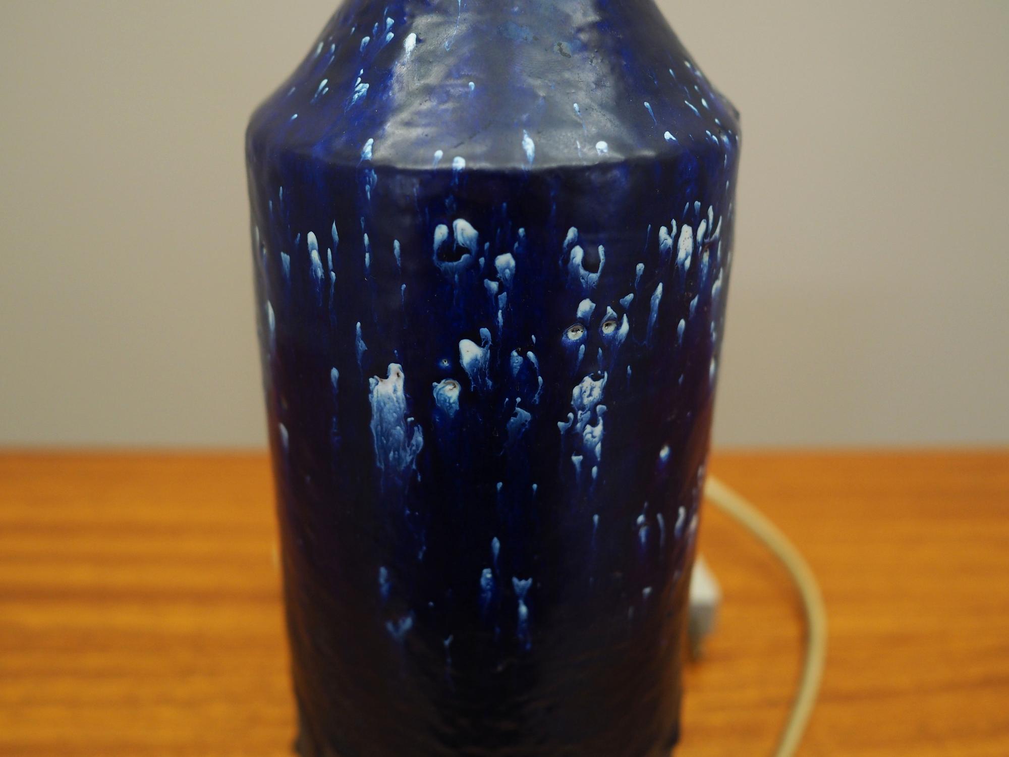 Tischlampe Keramik Blau 1960er Jahre 6