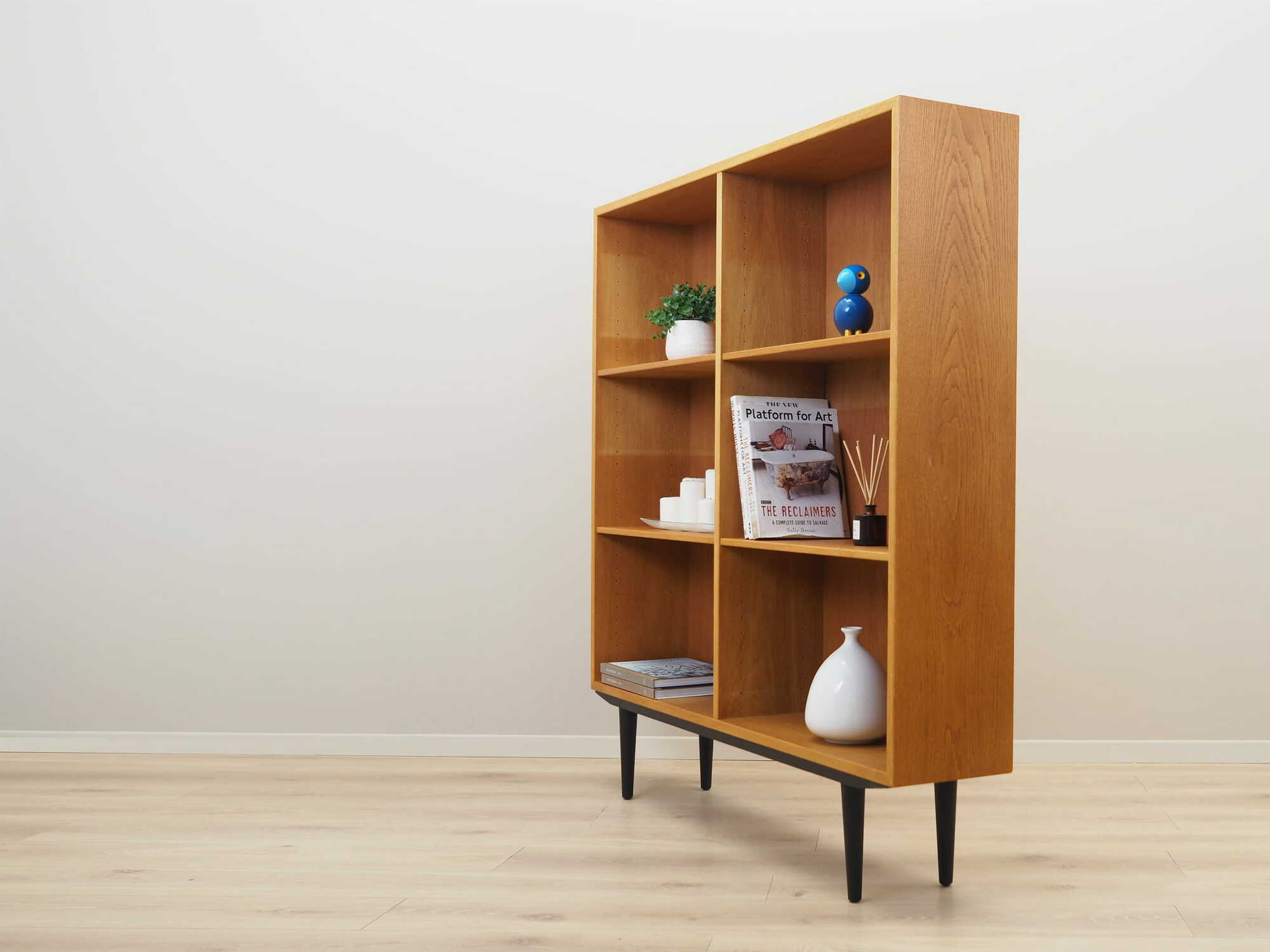 Vintage Bookshelf Ash Wood Brown 1960s 2