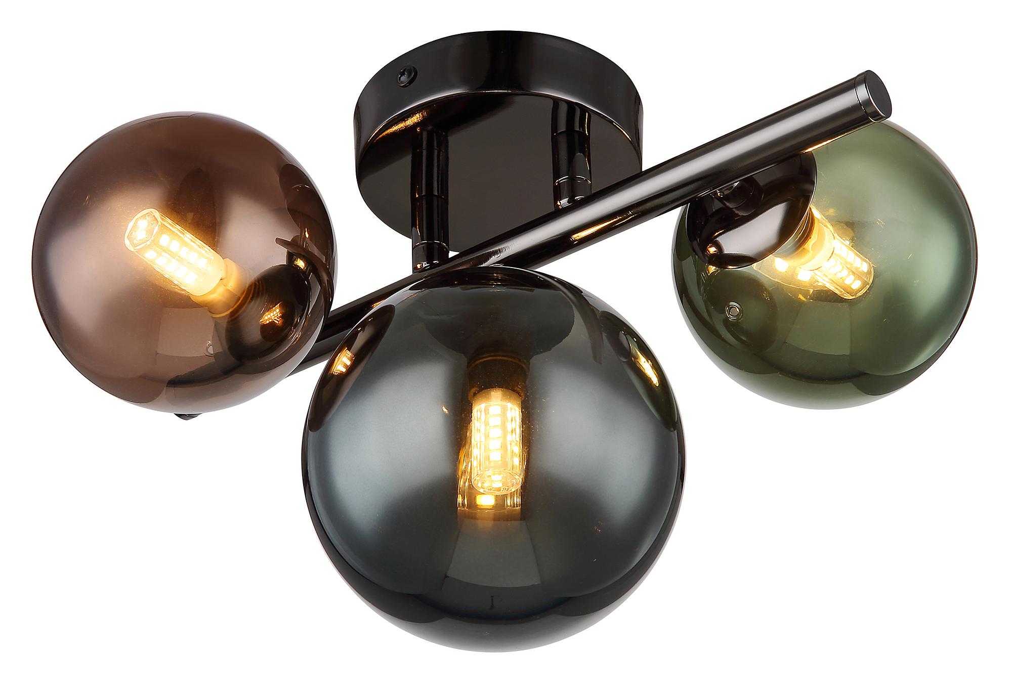 3-Flammig Riha Typ H LED-Deckenleuchte Farbglas Eisen 3