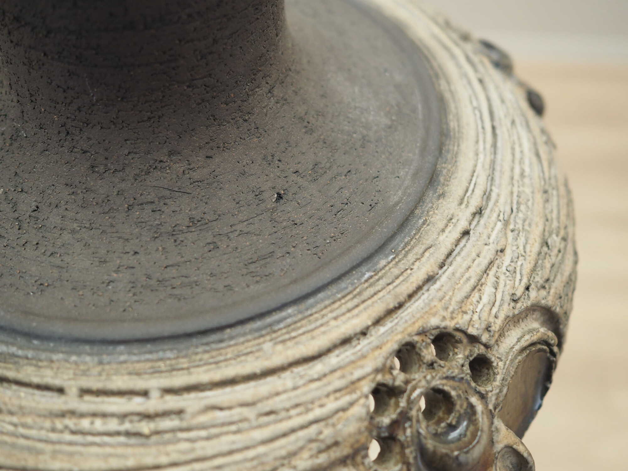 Vintage Pendant Lamp Ceramic Grey 1960s 9