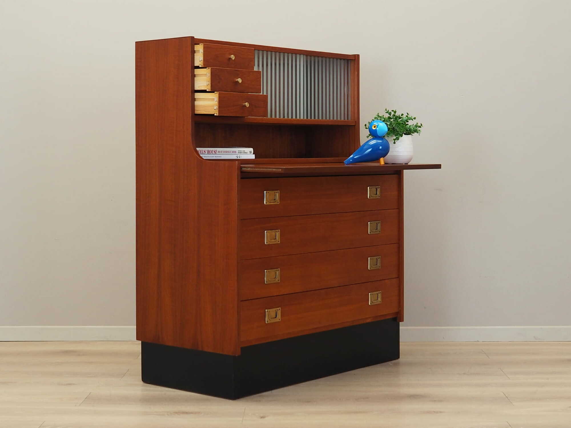Vintage Secretary Teak Brown 1970s 4