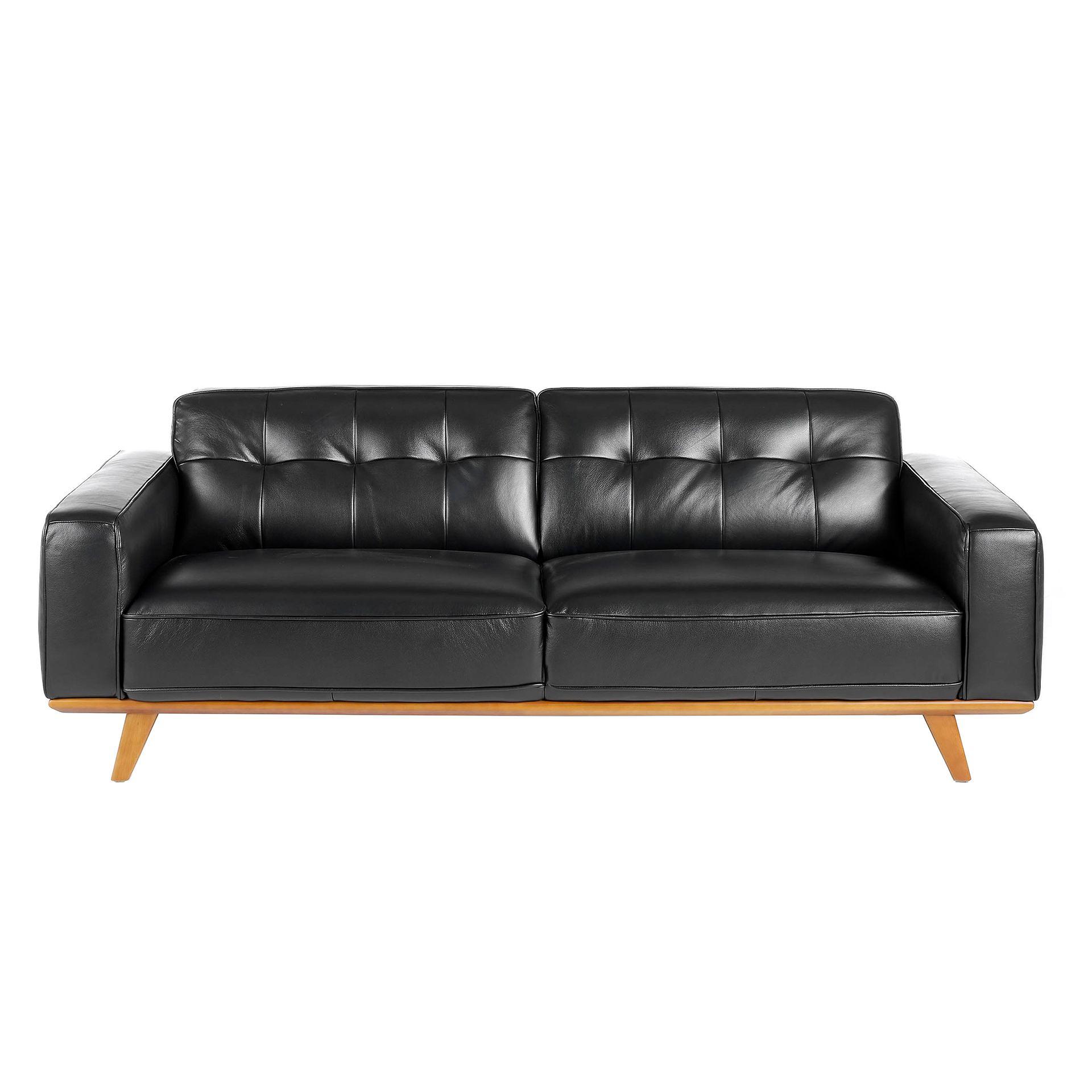 Chester Sofa 3-Sitzer Leder Schwarz 1