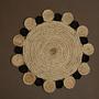 Bosie Demir Kleiner Runder Natur- und Schwarz Jute Teppich 2