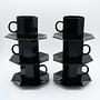 6x Octime Kaffeetasse mit Unterteller Schwarz 1980er Jahre 2