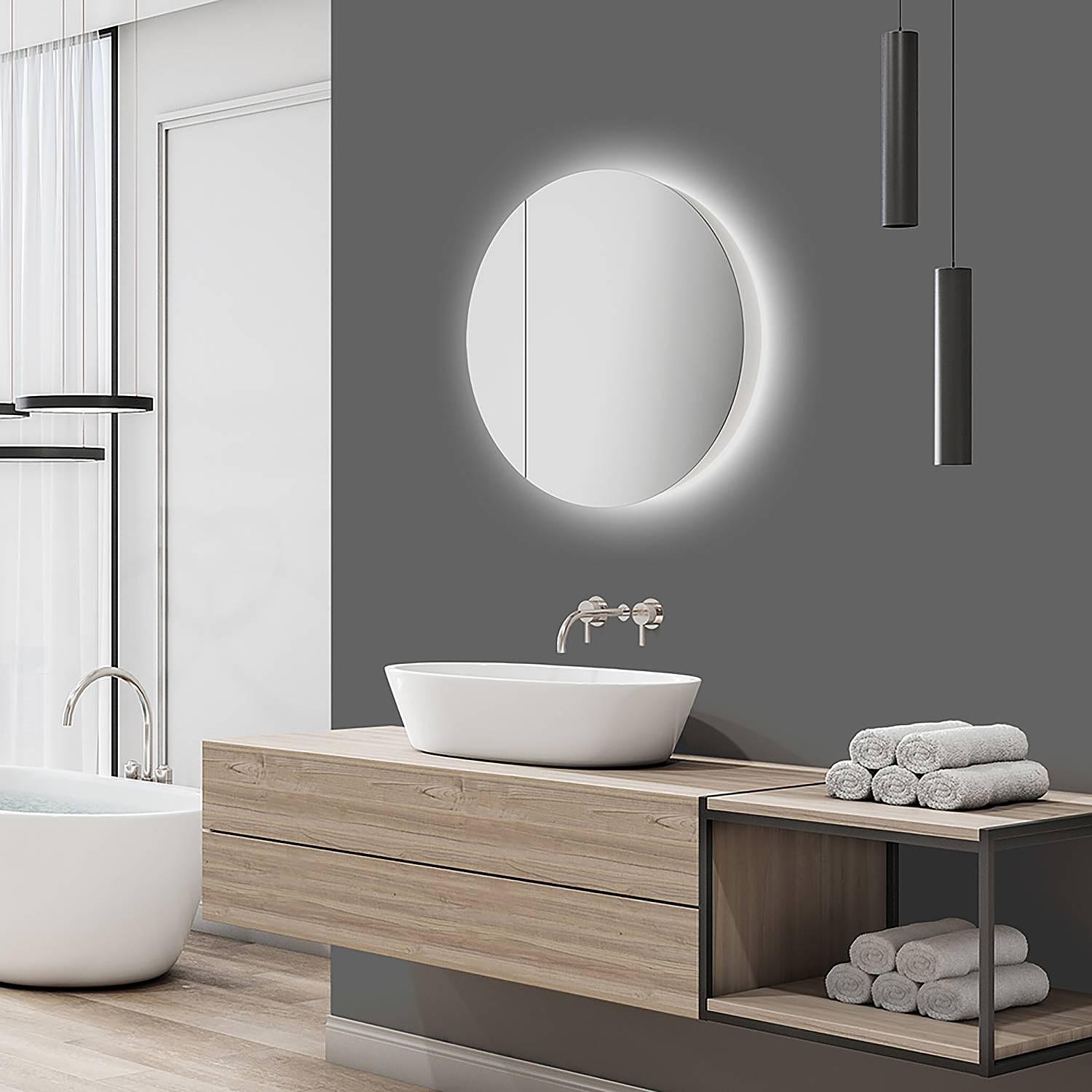 LED mirror cabinet Picasso Mirror glass Aluminum White 3