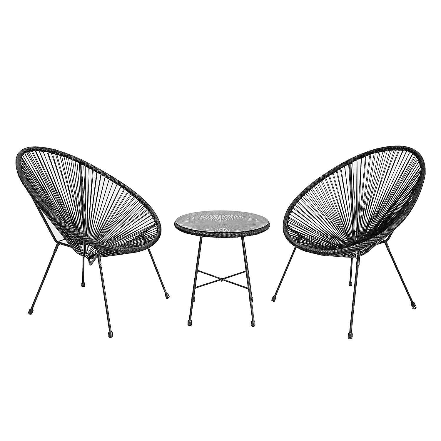 Garden Lounge Set of 2 Copacabana Steel Polyrattan Black 3