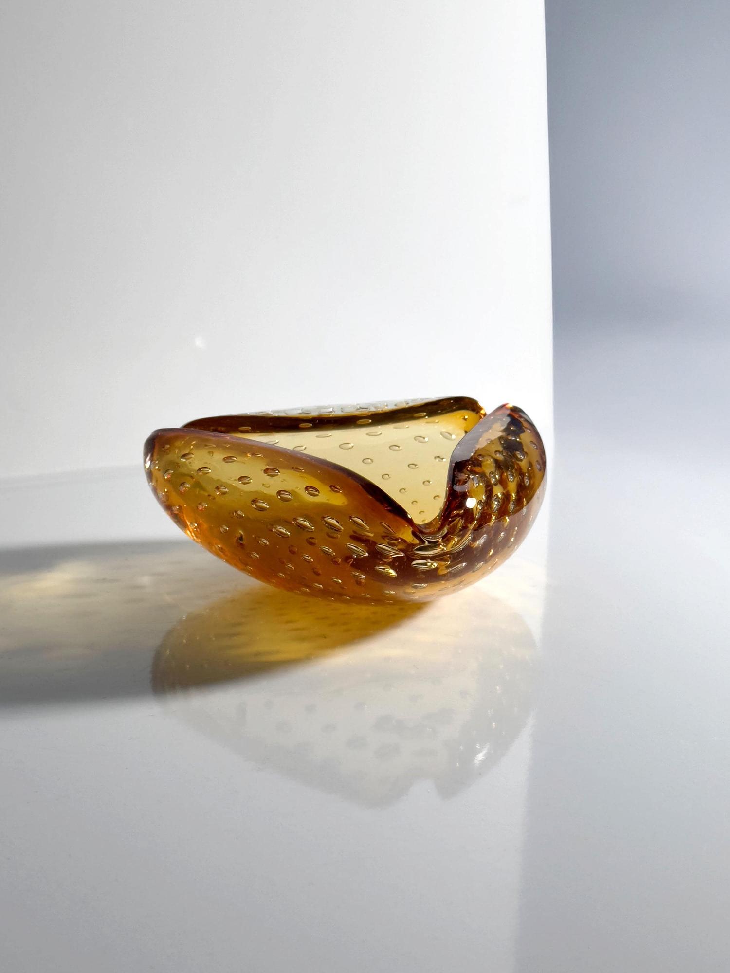 Vintage Schale Muranoglas Bernstein-Orange 70er Jahre 0