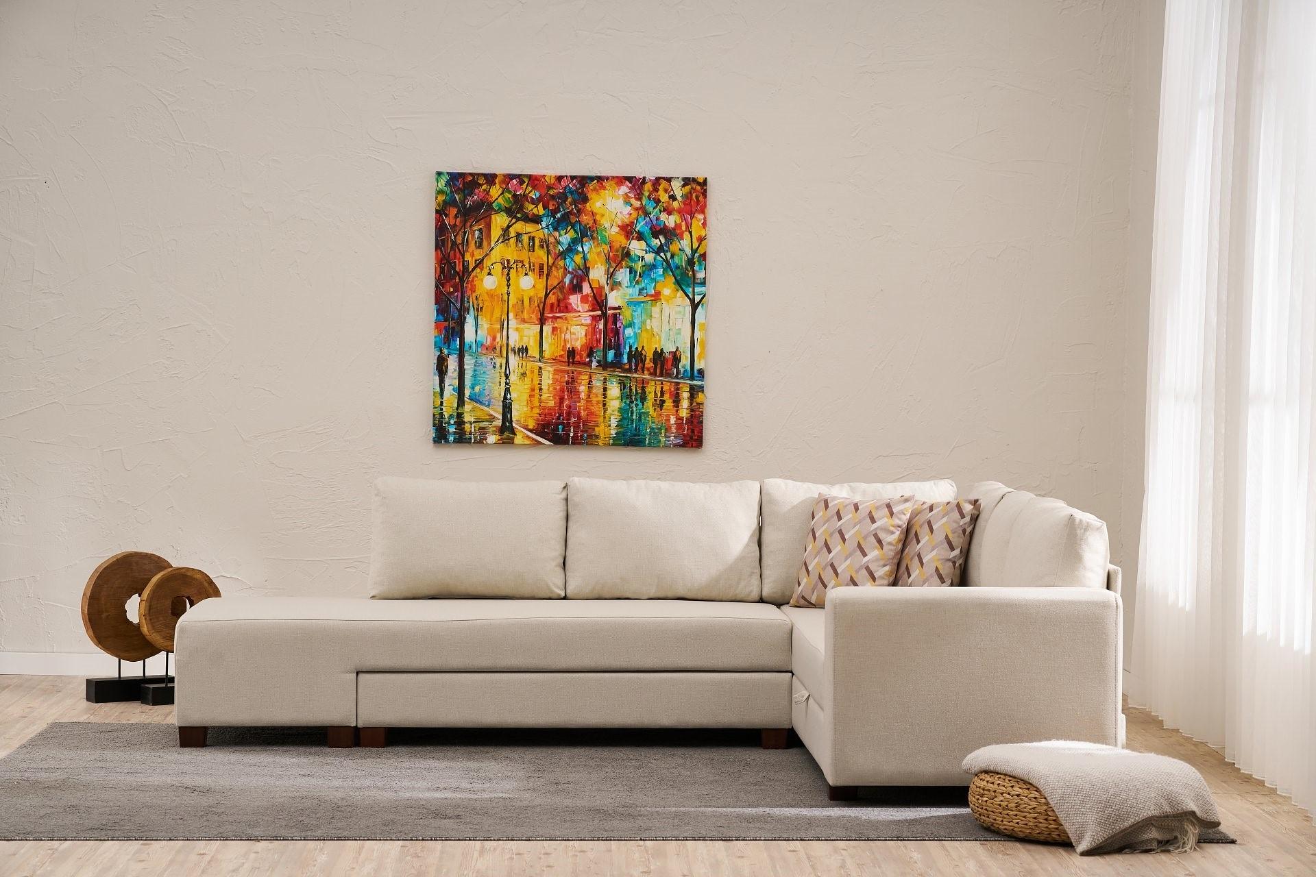 Aly Schlafsofa Récamiere Links Baumwolle Creme 0