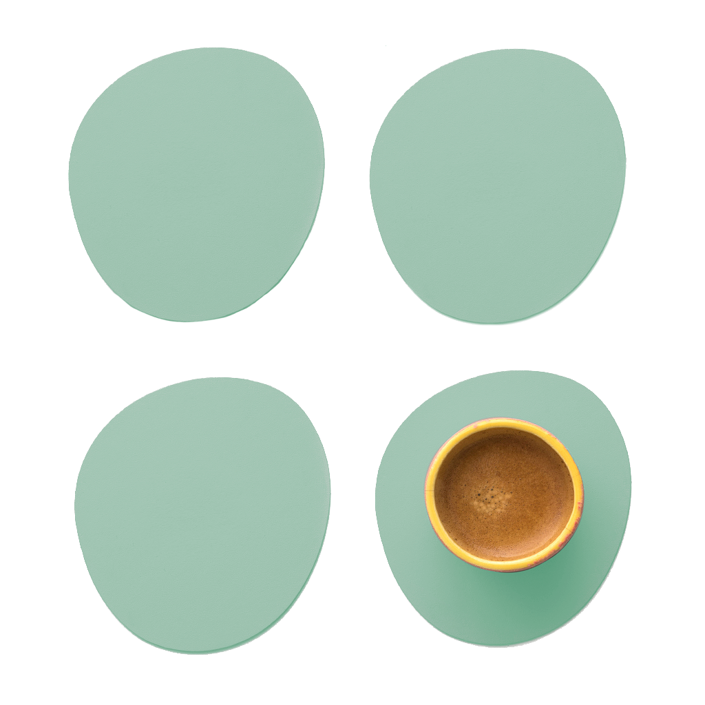 4x Stone Untersetzer 100% Recyceltes Leder Mint 0