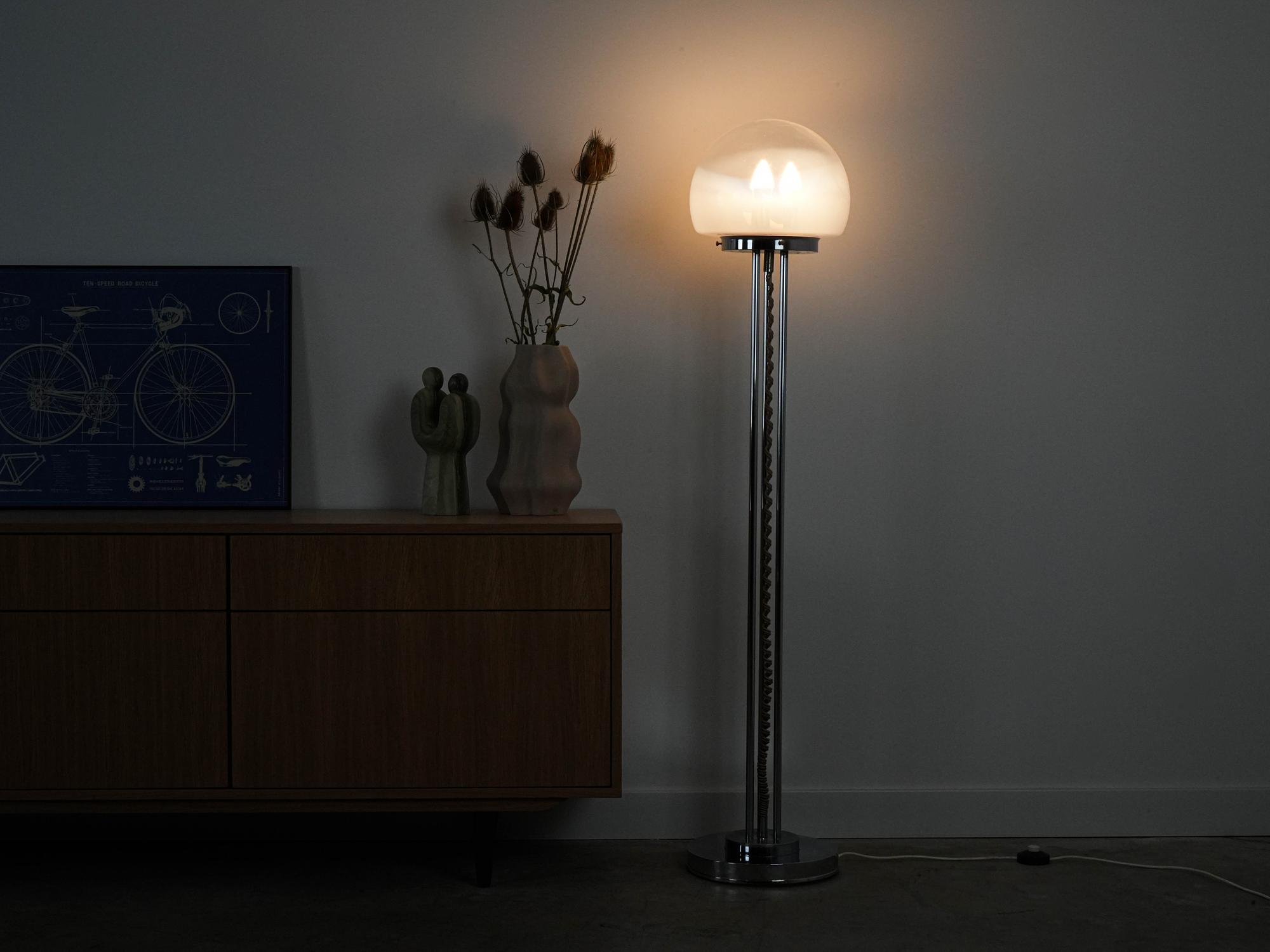 Lampada da terra metallo vetro anni '70 9